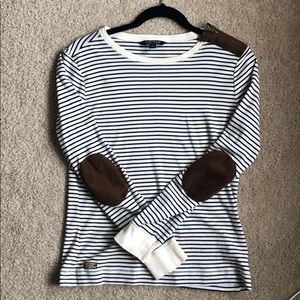 Ralph Lauren Crewneck Tee with Brown Elbow Patches